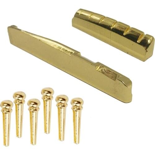 6PCS Guitar Brass Bridge Pins Saddle Nut Replacement Parts for Acoustic Guitar