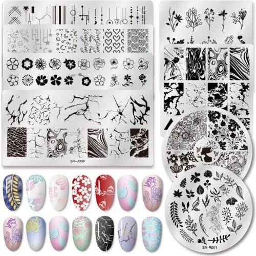 1 Pcs Marble Design Nail Stamping Plate Flower Leaf Stamp Template Nail Image Plate Stencil DIY Printing Stainless Steel Tools