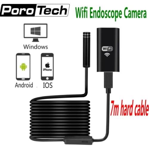 5pcs 7m hard cable Android IOS Wifi Endoscope camera 8mm Lens 8 LED Wireless Waterproof pipe Inspection Camera Iphone Endoscope