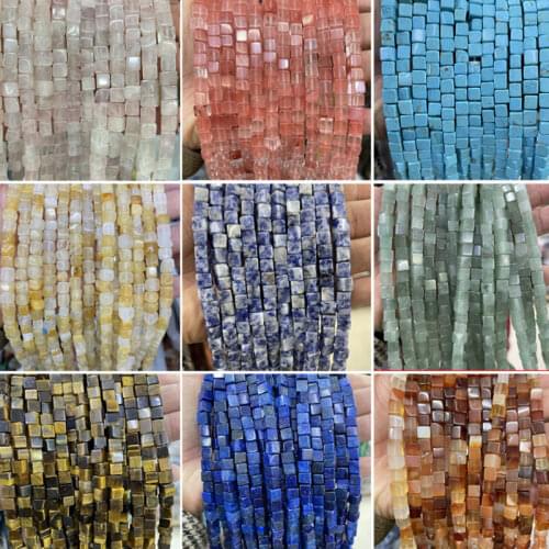 Natural Stone 6x6mm Cube Square Beads For Jewelry Making 15" Strand DIY Accessorries Bead For Bracelet For Women Gifts