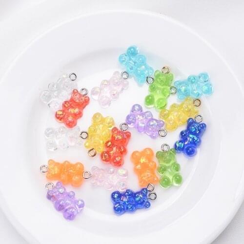 New Transparent Mixed Acrylic Bear Beads 30Pcs/Lot Shiny Loose Spacer Beads For Making Jewelry DIY Bracelet Necklace Accessories