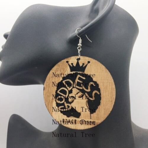 Black Queen Wooden Earrings