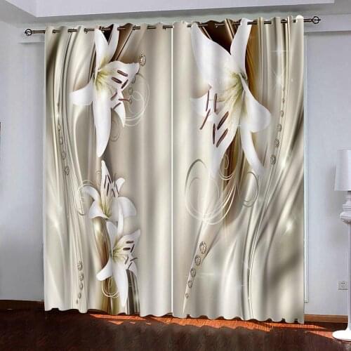 Photo Blackout Window Drapes Luxury 3D Curtains For Living room Diamond lily 3d curtains