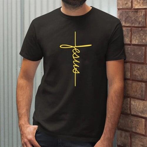 Jesus Christian Cross Printing T Shirts New Arrival Fashion men Casual Short Sleeve Tops 100%Cotton Tee Shirt Hipster Streetwear