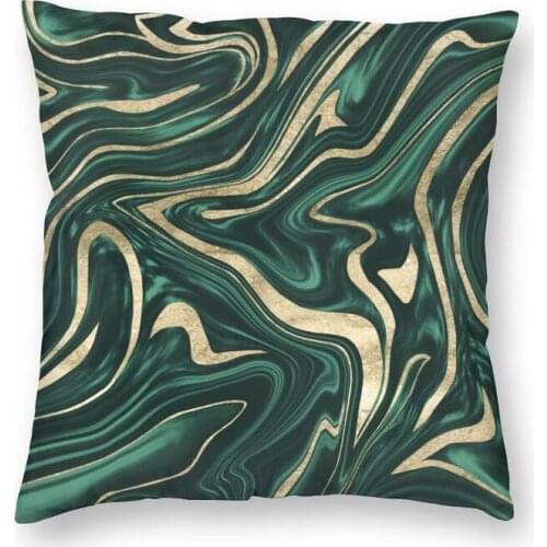 Emerald Green Black Gold Marble Square Throw Pillow Cover Home Decorative 3D Print Marbled Texture Cushion Cover for Living Room