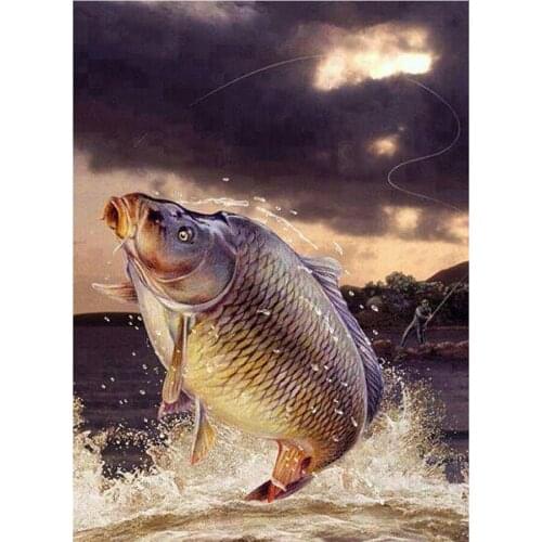 Full Square/Round Drill 5D DIY fish koi graph Diamond Painting "Fishing lake animal" Embroidery Cross Stitch 5D Home Decor Gift