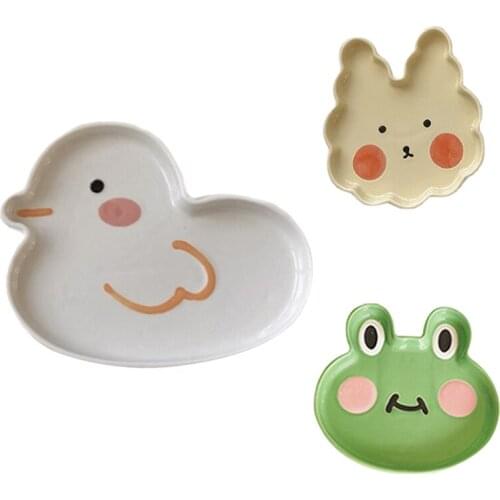 Ceramic Cartoon Cute Animal Shape Storage Tray Breakfast Dinner Plate Fruit Salad Dish Tableware Kitchen Tools