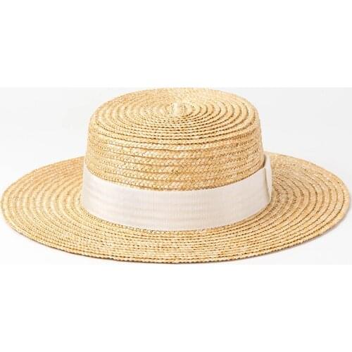 02001-shi Classic handmade straw wihte ribbon fedoras hat men women leisure panama jazz hat