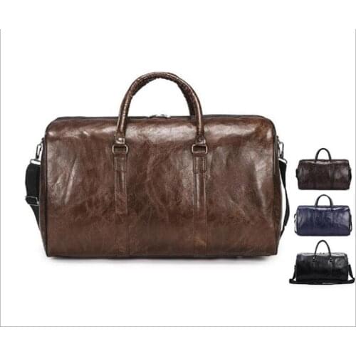 1 piece Leather Travel Bags Luxury Men women Large Capacity Portable Male Shoulder Bags Mens Handbags Vintage Travel Duffle Hot