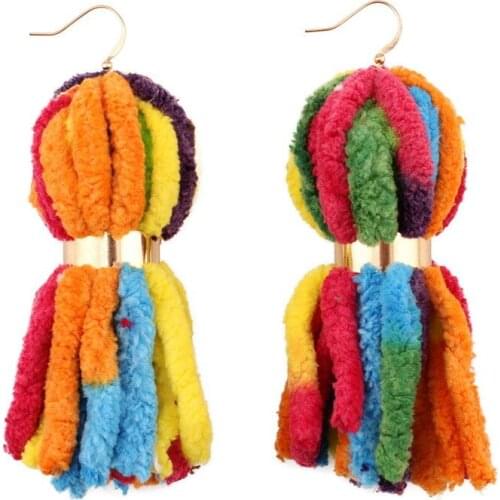 Colorful Big Chunky Cotton Pendant Drop Statement Earrings for Women Design Florate Brand Handmade Sexy Dangle Earrings Online