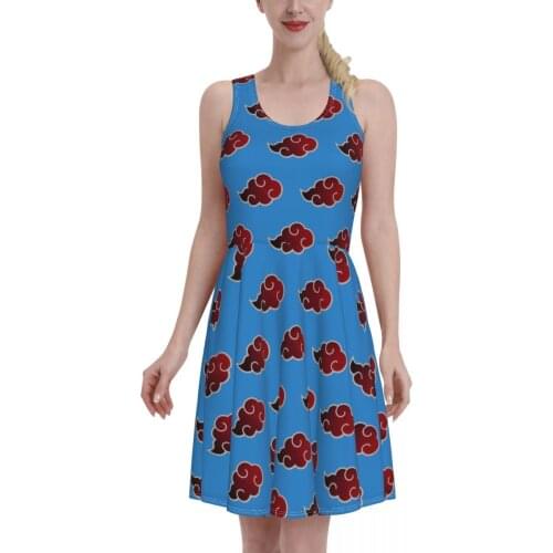 Summer 2021 Akatsuki (15) Women Dress Sexy O Neck ANIME R340 Print Beach Dress Sleeveless Mini Dress