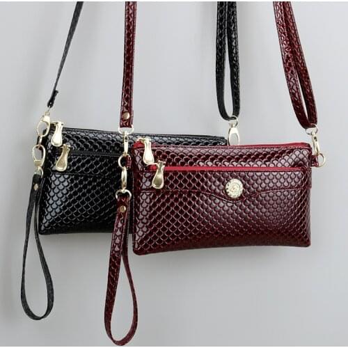 Fashion Simple Womens Mobile Phone Bag Leisure PU Leather Small Messenger Bag Solid Color Shoulder Crossbody Bags Clutches