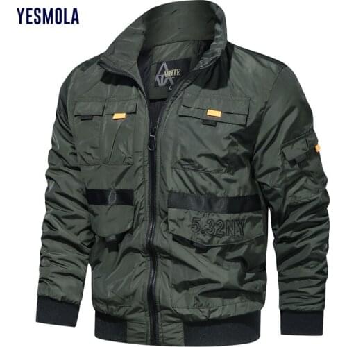YESMOLA Male Windbreaker Outdoor Jacket 2021 Fashion Zipper Bomber Autumn Men Fashion Clothing Stand Collar Male Jacket Outwear