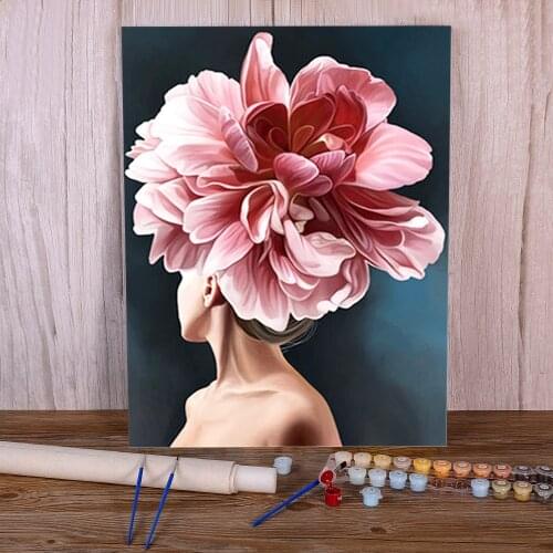 Girl Flower Paint By Numbers Kit Acrylic Paints 50*70 Picture By Numbers Photo Decorative Paintings Kids Wall Art Wholesale
