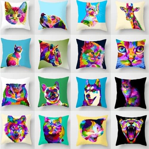 Pillow Cushion Cover Wild Cats Printed Pillowcases Peach Skin Decorative Throw Pillows Covers For Bed Sofa Home Decor 45*45cm/pc