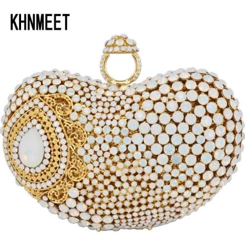 Newest finger ring Gold Metal Clutch Bag Wemen Wedding White Party Prom Evening Bag water drop Pattern banquet Handbag SC428