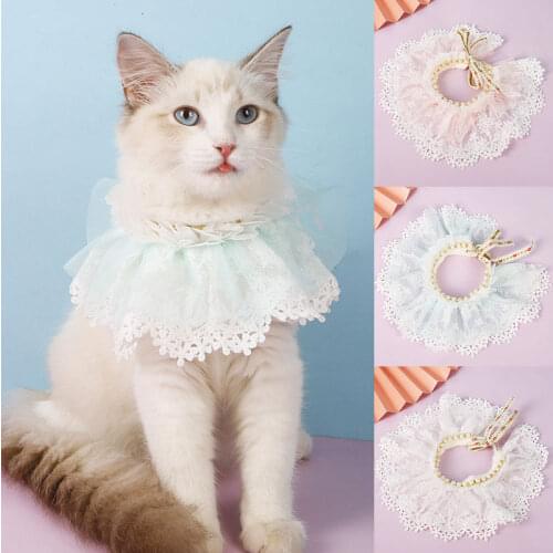 New Adjustable Cat Dog Bibs For Kittens Collars Necktie Cat Scarf Puppy Bandanas For Cat Lace tulle Bow Ties Scarf Pet Supplies