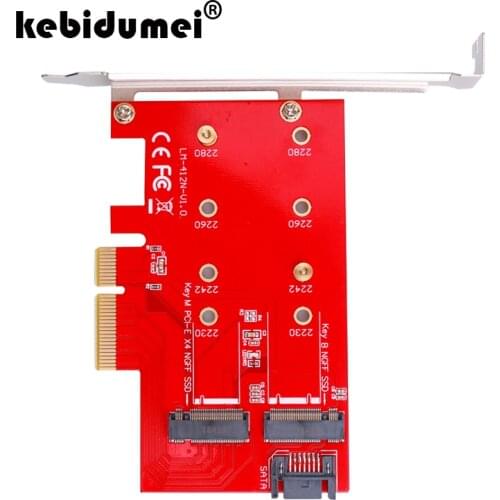 PCIe to M.2 NVMe SSD NGFF Riser Card M Key B Key SATA Port Converter Adapter Expansion Card NVME Extended Dual Interface Adapter