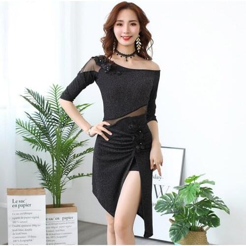 Belly Dance dress mujer Costume Clothing Set Elastic Half Sleeves One-piece Dress 2019