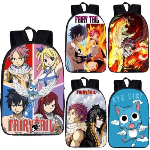 Anime Fairy Tail Backpack Natsu Dragneel Lucy Heartfilia Erza Rucksack Children School Bags for Teenager Boys Girls Book Bag