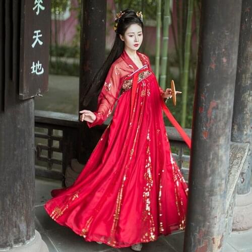 Traditional Dance Costumes Red Hanfu Women Fairy Dress Folk Festival Outfit Singer Stage Wear Rave Performance Clothing DC4077