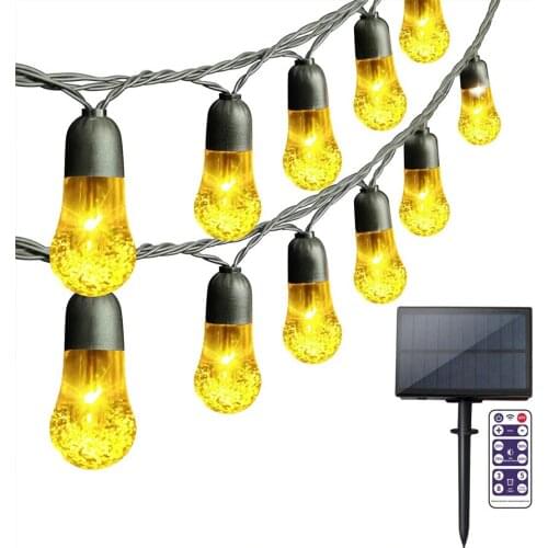 Outdoor 20.5ft Crystal Ball Solar String Light Solar Garden Patio Fairy Light Christmas Holiday Garland For Party Wedding Decor