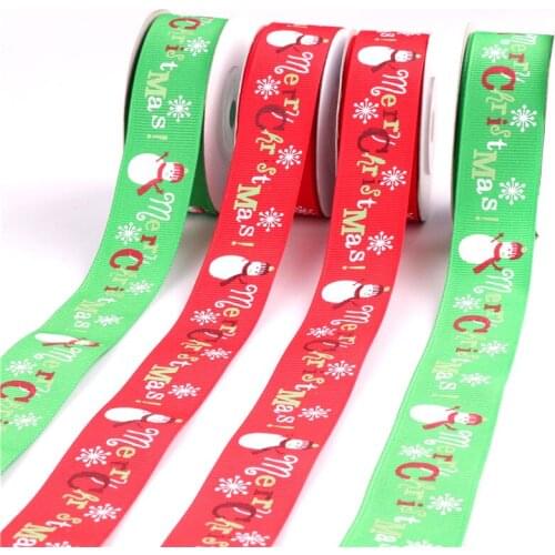 10Yard/9m*2.5cm Christmas Grosgrain Ribbons Xmas Gifts Wrapping Ribbon Handicrafts