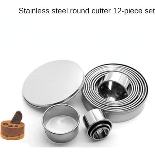 12PCS Round Cake Mold Stainless Steel Circle Cookie Mousse Mini Cake Ring Cake Gum Paste Mould DIY Wedding Baking Accessories