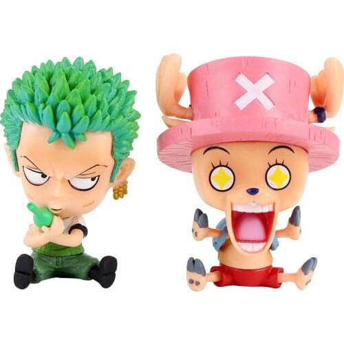 2pcs/Set 9-10cm OP Anime Roronoa Zoro Tony Tony Chopper Kawaii PVC Action Figure Mini Cartoon Model Toys Kids Gift Brinquedos