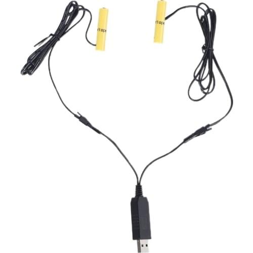 2in1 USB to Dual AAA Battery Eliminator Cable for AAA battery Powered Radio Gameboy Lamp Remote Control Cordless phone