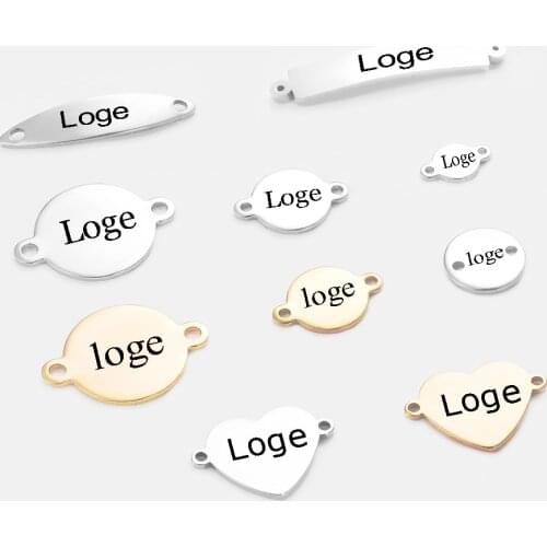 30pcs Personalized Custom your Logo Engravable Tags Makings Necklace Bracelet Foot Charms Jewelry Stainless Steel DIY Findings
