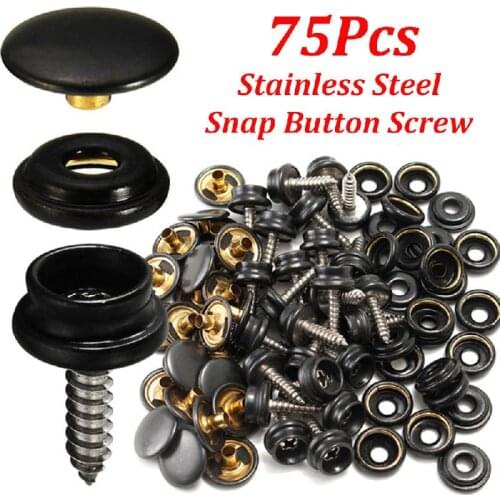 75pcs 25 Sets 15mm Snap Fastener Button Screw Studs Kit For Boat Cover Tent Kit Acceessories Tool for Car