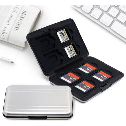 8 Slots Aluminum SD Micro Digital Memory Card Case Holder Organizer Storage Box Media SD SDHC SDXC TF Card Case Storage