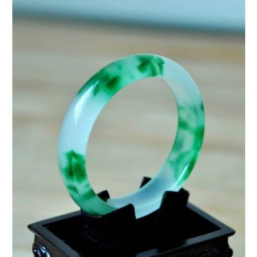 Natural Green Jade Bangle Bracelet Charm Jewellery Fashion Accessories Hand-Carved Gifts for Women Men 61mm