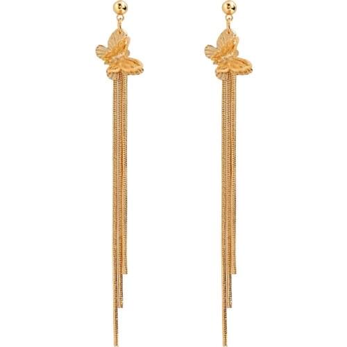 Brand Vintage Earrings Metal Butterfly Earrings for Women Snake Chain Tassel Earring Punk Jewelry Femme Hiphop Brincos 2020