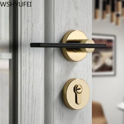 Zinc Alloy Door Locks Continental Bedroom Bathroom Minimalist Anti-theft Interior Door Handle Security Door Lock Household