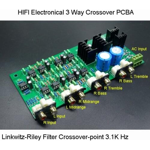 HIFI Electronical 3 Way Crossover PCBA ClassA Power Linkwitz-Riley filter 6-Channel Crossover-point 310HZ/3.1K Hz Free Shipping