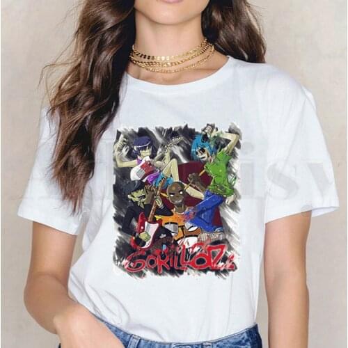Music Band Gorillaz PUNK ROCK T Shirts Womens T-shirt Short Sleeve Female Tops Tees Harajuku Vogue Vintage