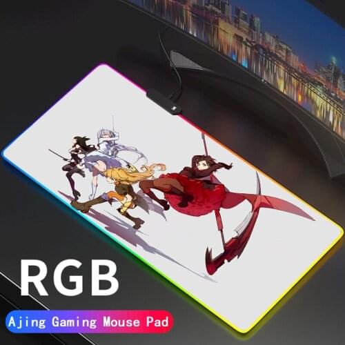 Anime Ruby Rose Gaming Computer Mousepad RGB Large Mouse Pad Gamer XXL PC Desk Play Mat with LED Backlit DIY Carpet