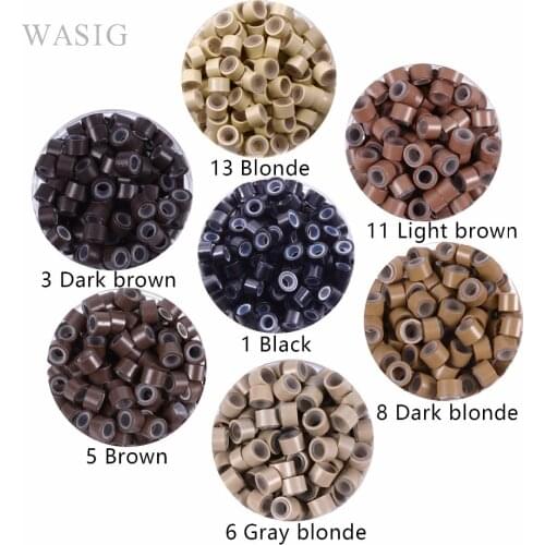 1000 Pcs 3# Dark Brown 4.5mm*2.5mm*3mm Silicone MicroRing/Link/Bead Hair Extensions Tools 7 Colors Optional