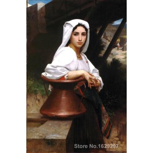 Italian Girl Drawing Water William Adolphe Bouguereau painting for bedroom decoration High quality