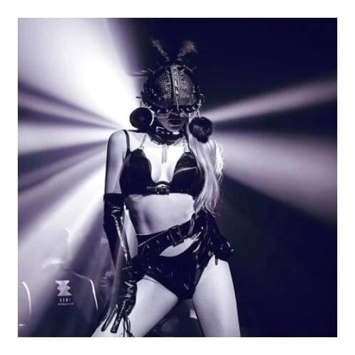 Black feather helmet series Sexy Jazz dance costume gogo show party nightclub bar dj female singer costumes