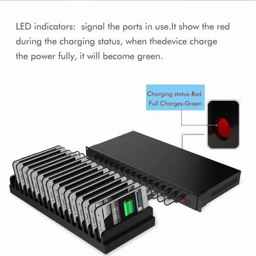 Ladagogo 2021 16 Port Best Desktop Charging Station for iPad/iPhone/PC/ with 5V 40A (100W) High Power Adapter