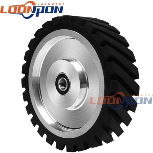 200/250/300mm Diagonal Rubber Contact Wheel Belt With Bearing Grinder Wheel Grinding Belt Set 1PC