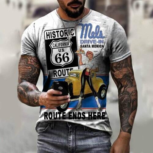 2021 hot road style T-shirt mens womens 3D printed sportswear casual Harajuku Slim polyester material 66