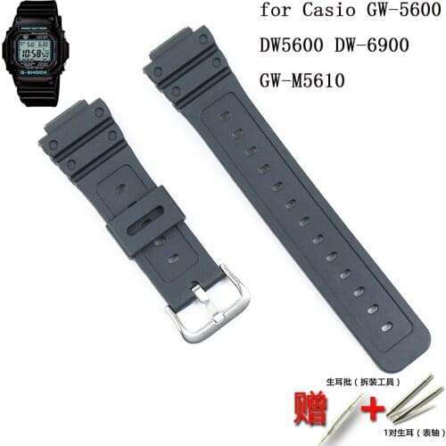 Men Silicone Strap Buckle for Casio G-shock Resin strap Series GW-5600 DW5600 DW-6900 GW-M5610 Rubber Sports strap 16mm