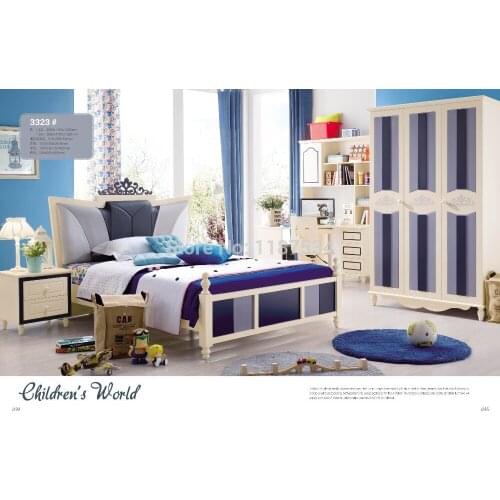 3323 Children bedroom furniture sets children bed three doors wardrobe desk chair nightstand