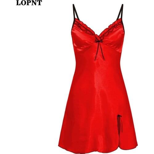 LOPNT 2020 New Womens Nightgrown Sexy V-Neck Erotic Lingerie Nightdress Female Lace Home Multicolor Ladies Sleeveless Sleepwear