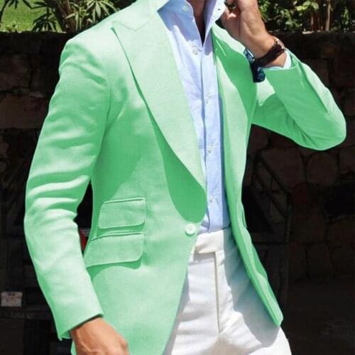 Latest Mint Green Jacket Slim Fit Blazer for Men Peaked Lapel One Piece Suit Coat 2021 Man Fashion Costumes Wedding Tuxedos