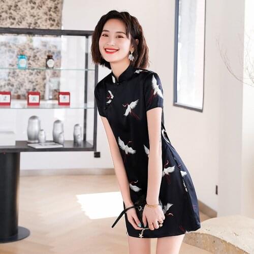 New Cheongsam Daily Girl Improved Version Of Life Style Short Retro French Black Sexy Young Summer Classic Modern Qipao Платье
